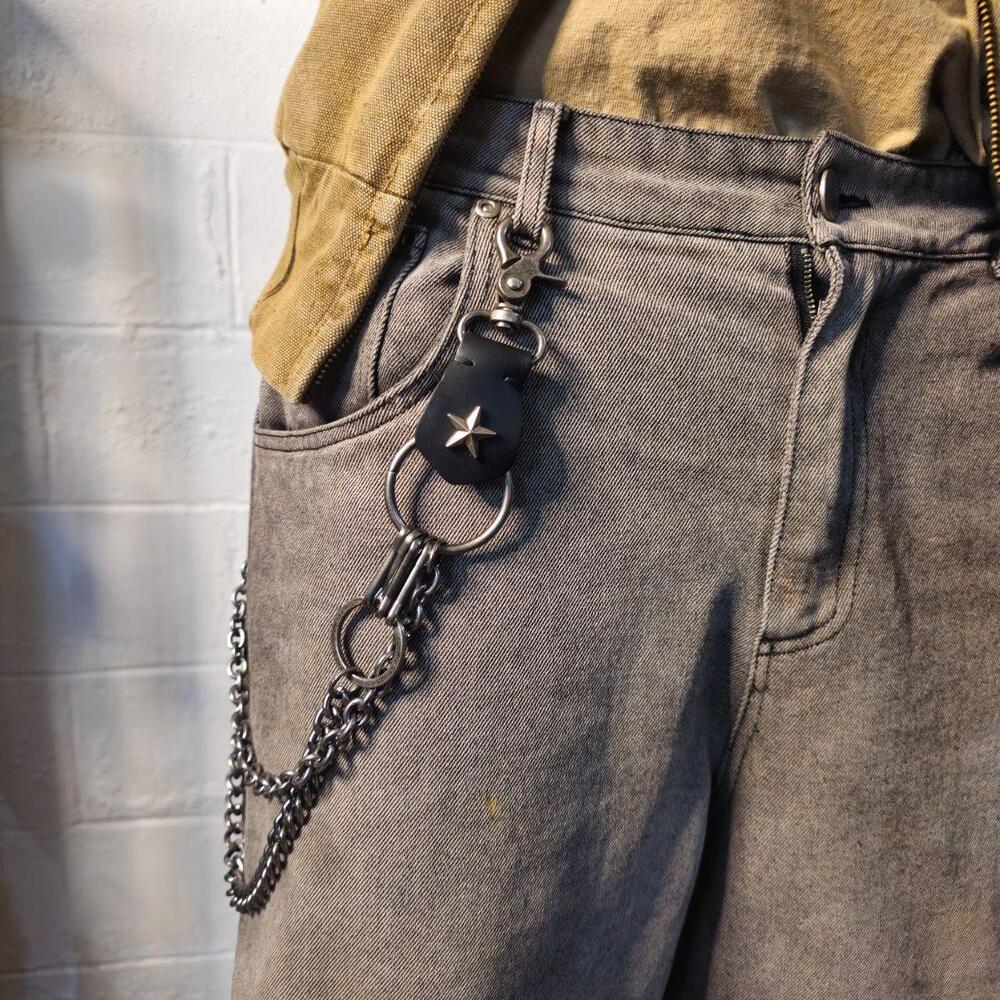 Wallet Chain y2k Double Strand Star Tab Gunmetal